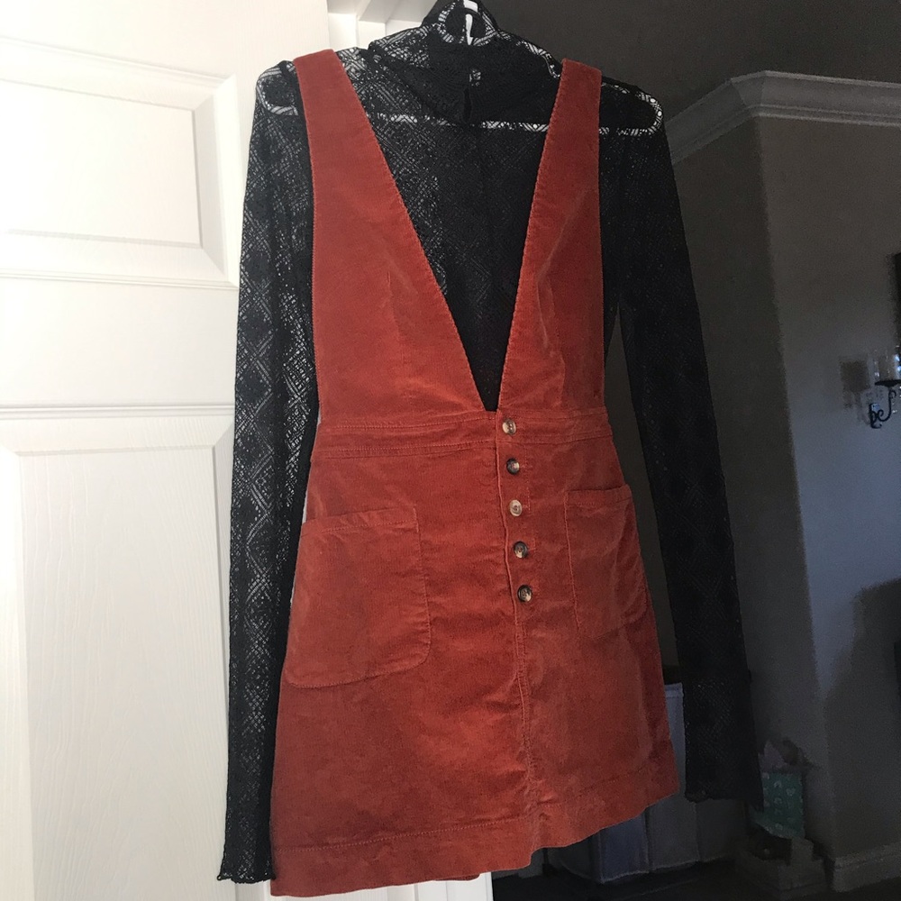 Free people cord jumper and black lace turtle neck